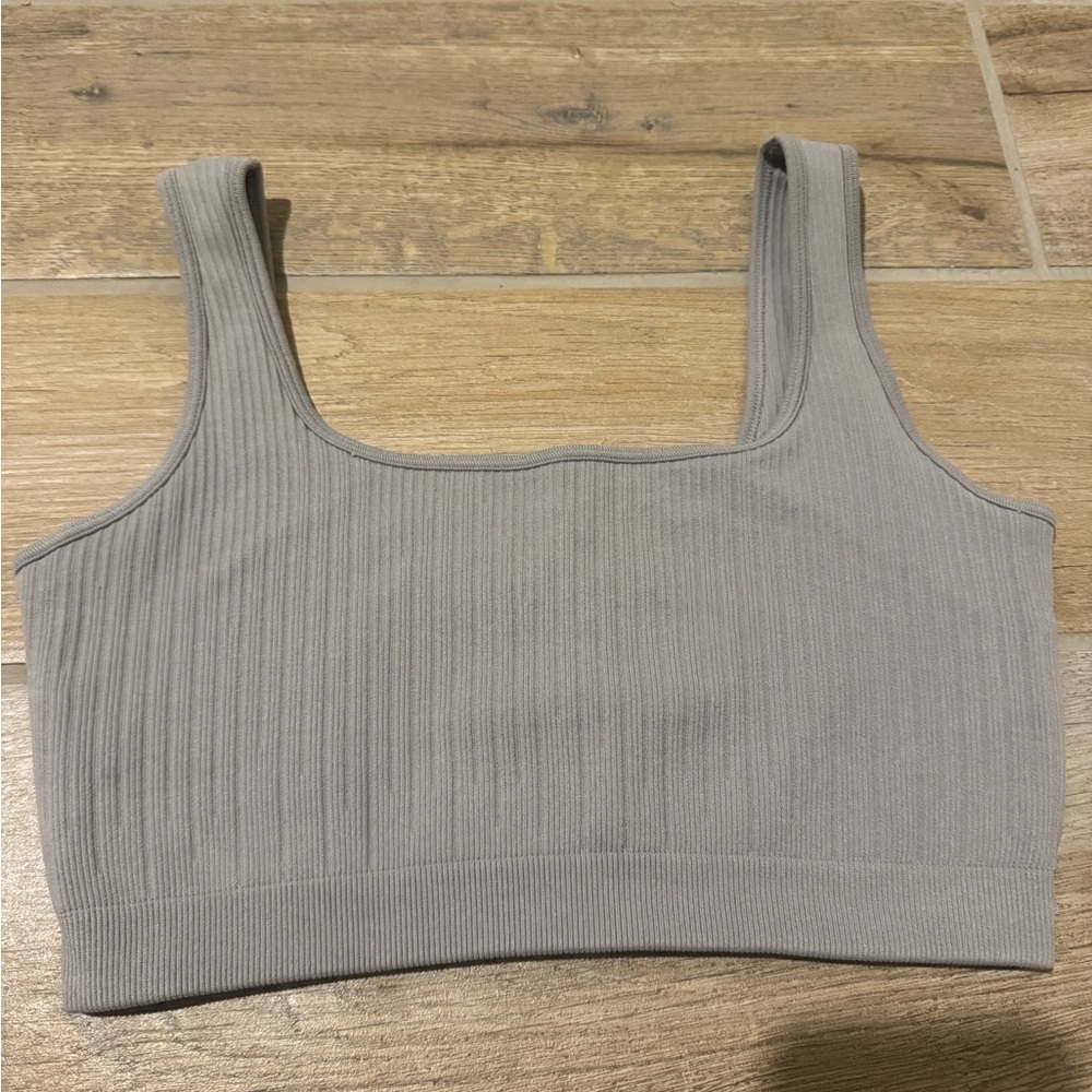 BuffBunny Gray Ribbed Tank Top